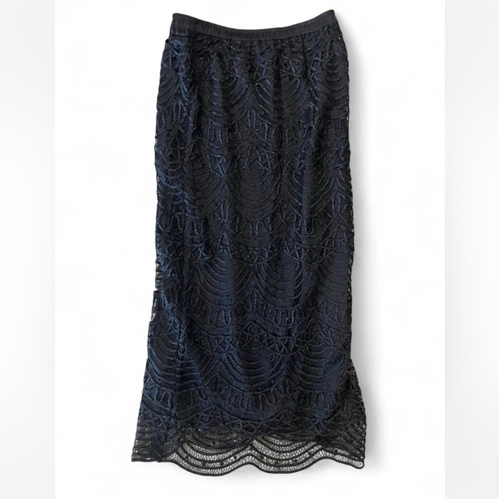 Soulmates Silk Hand-crochet Black Beaded Skirt